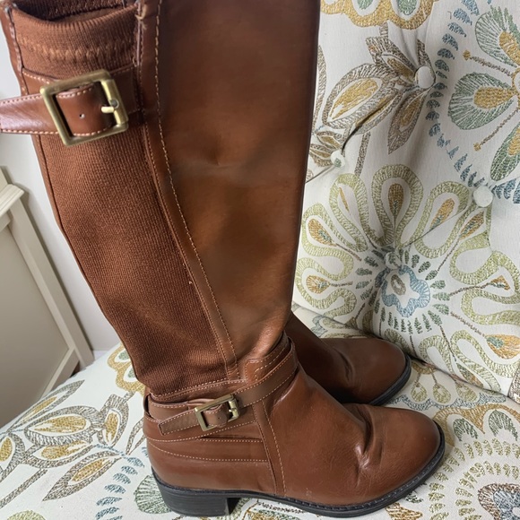 Women's Camel Tan Franco Sarto Leather Boots Sz 6 - Picture 3 of 4